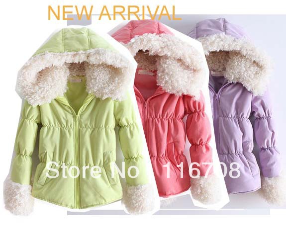 DROP shipping 2012 snow wear Thicken With wool Collars outerwear coat elegant cotton-padded jacket for women CO-020