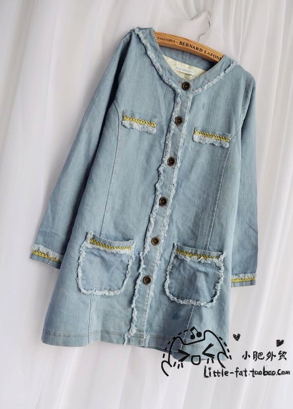 Drop shipping 2013 10.15 small national trend denim outerwear long design 0.52 -jk