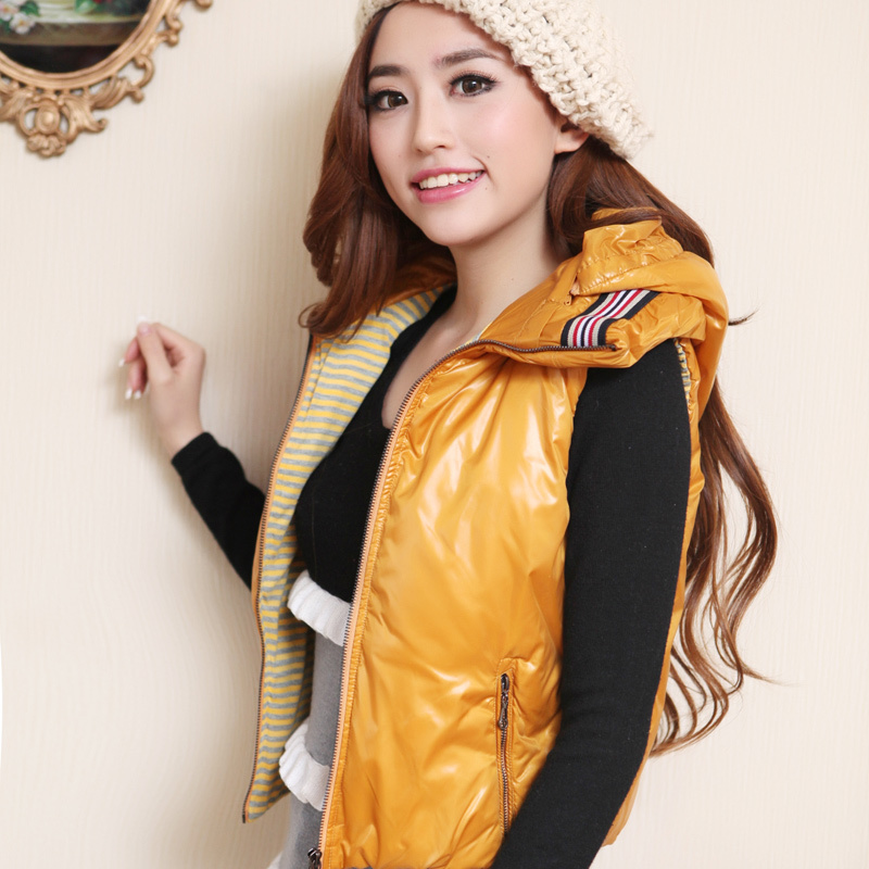 Drop shipping 2013 5098012 winter fashion solid color sleeveless with a hood down coat -wjk