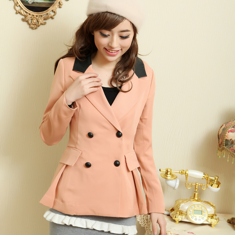 Drop shipping 2013 7023391 fashion double breasted long-sleeve slim small suit jacket -wxz