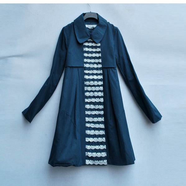 Drop shipping 2013 Autumn lace decoration long-sleeve medium-long trench -wjk
