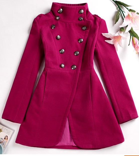 Drop shipping 2013  autumn trench Women slim double breasted woolen overcoat winter outerwear -jk