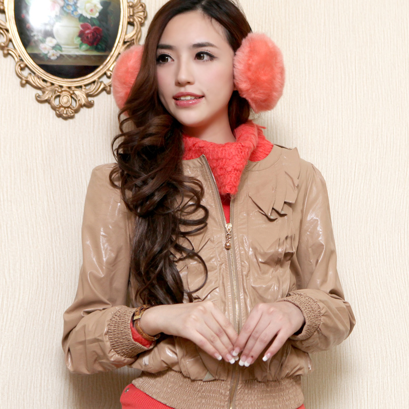 Drop shipping 2013 C1511721 y autumn gentlewomen long-sleeve laciness leather clothing