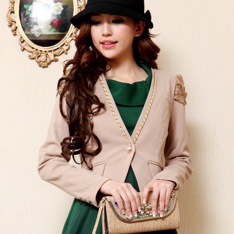 Drop shipping 2013 C2526017 z autumn lace chain long-sleeve outerwear slim blazer -wxz