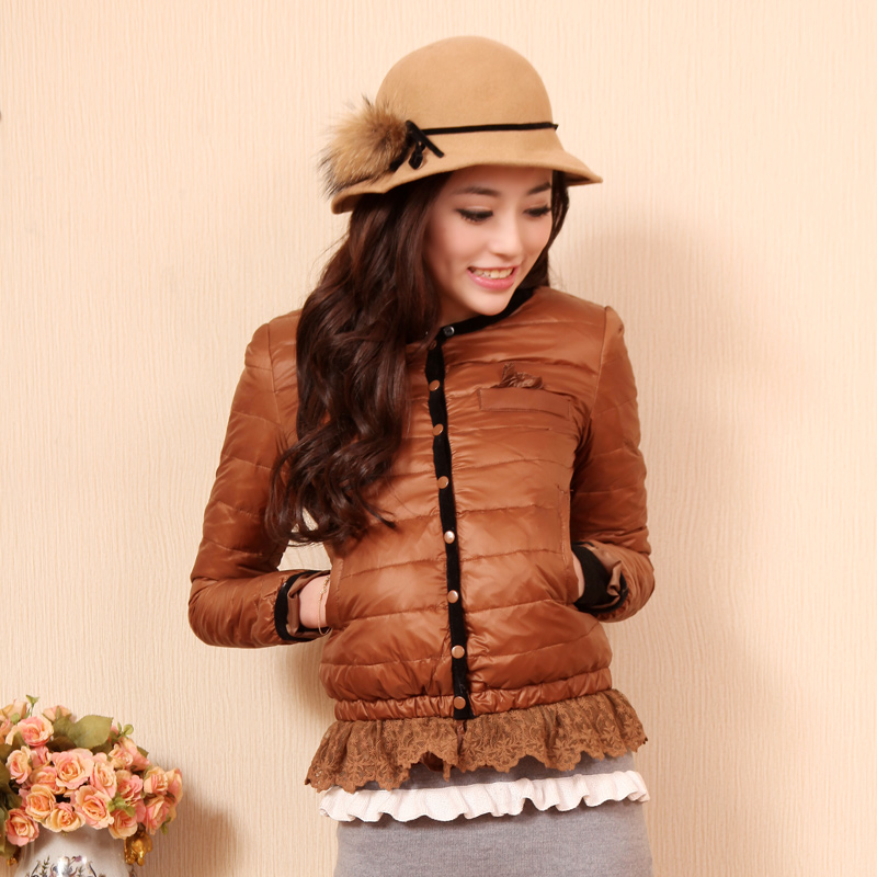 Drop shipping 2013 D25y1019 y  slim lace sweep thin down coat -wjk