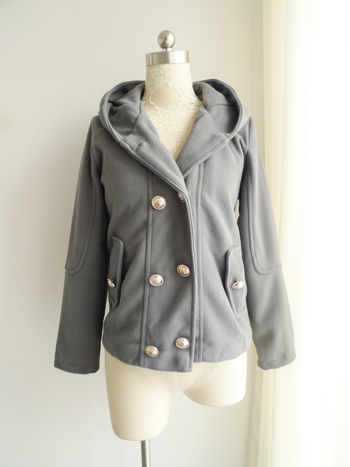 Drop shipping 2013 Fashion . all-match casual . with a hood double breasted short jacket 0.74kg -jk