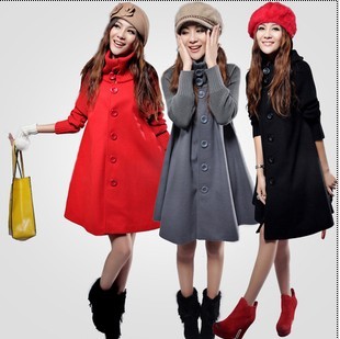 Drop shipping 2013 High quality fashion loose woolen outerwear plus size cloak woolen overcoat trench maternity -jk