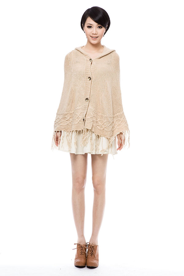 Drop shipping 2013 Loose hooded cloak twist sweater large cape outerwear  -sw