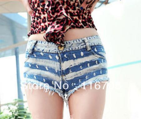 Drop shipping 2013 new arrival sexy street punk sexy doodle style retro finishing moben denim shorts st-112