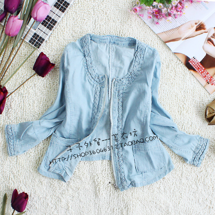 Drop shipping 2013 Spring and autumn women's thin all-match denim outerwear sun top female short jacket 5 - 1 d190
