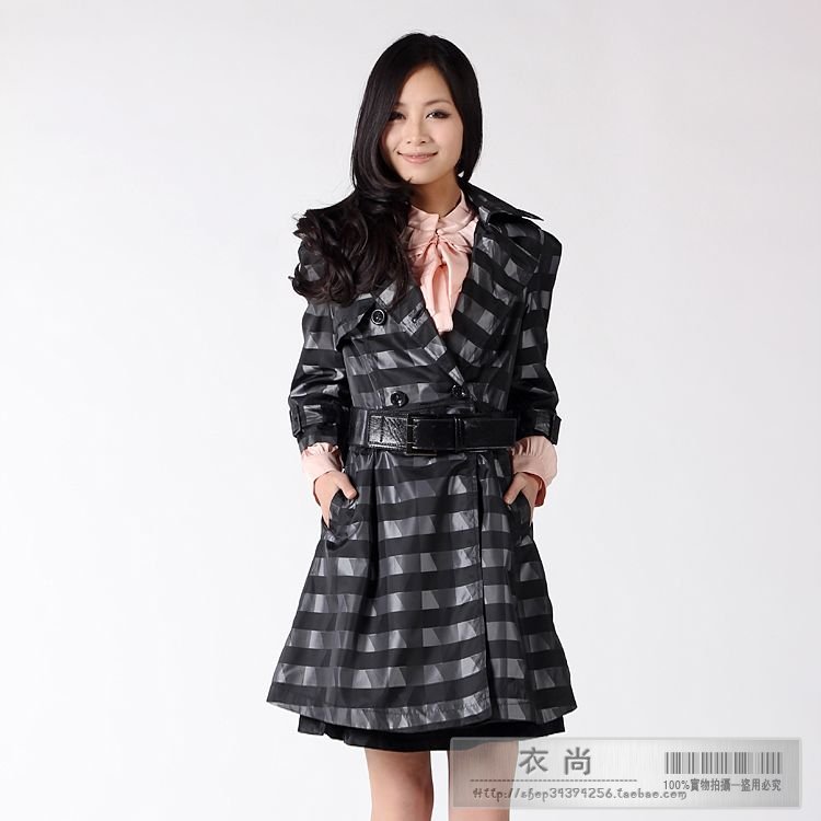 Drop shipping 2013 Spring autumn women's isn't black trench no belt 2417 -wlk