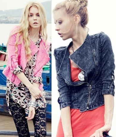 Drop shipping 2013 Spring fashion motorcycle denim outerwear half sleeve water wash denim jacket female -wjk