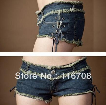 Drop shipping 2013 spring summer fashion super shorts sexy side strap low-waist tight denim shorts st-115