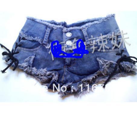 Drop shipping 2013 spring summer super shorts sexy fashion side strap jeans low-waist pants moben single-shorts st-109