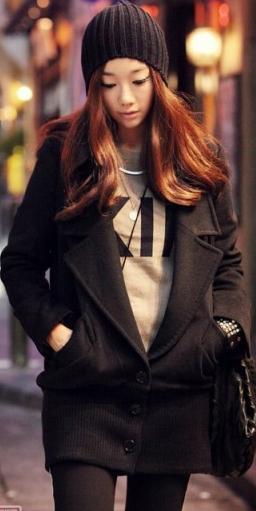 Drop shipping 2013 Submissively clothing sz single breasted overcoat large lapel woolen overcoat -jk