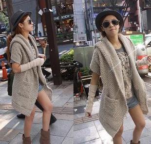 Drop shipping 2013 Submissively clothing with a hood back button long design sweater cardigan when the scarf cape -wsw