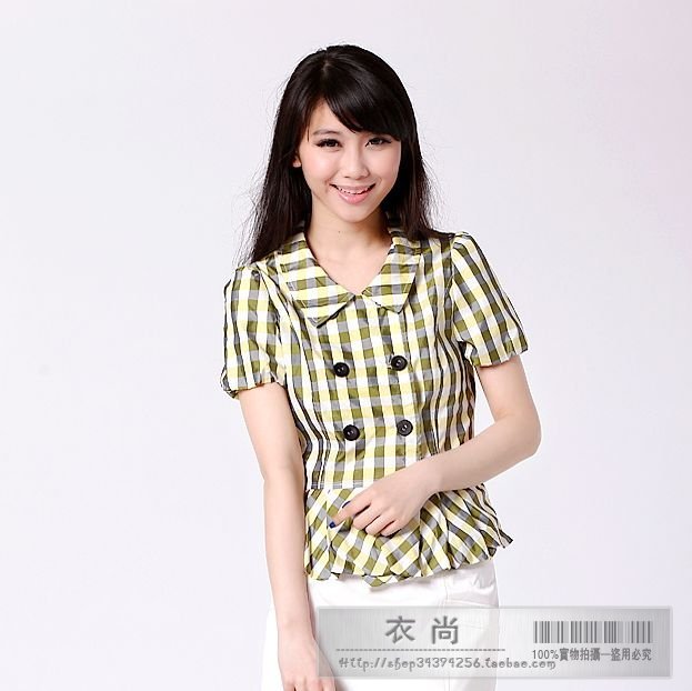 Drop shipping 2013 Summer women's woman plaid outerwear 3108