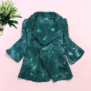 Drop shipping 2013 Water wash tie-dyeing double breasted 100% cotton flare sleeve cute shirt outerwear f585a 0.26kg -wtx