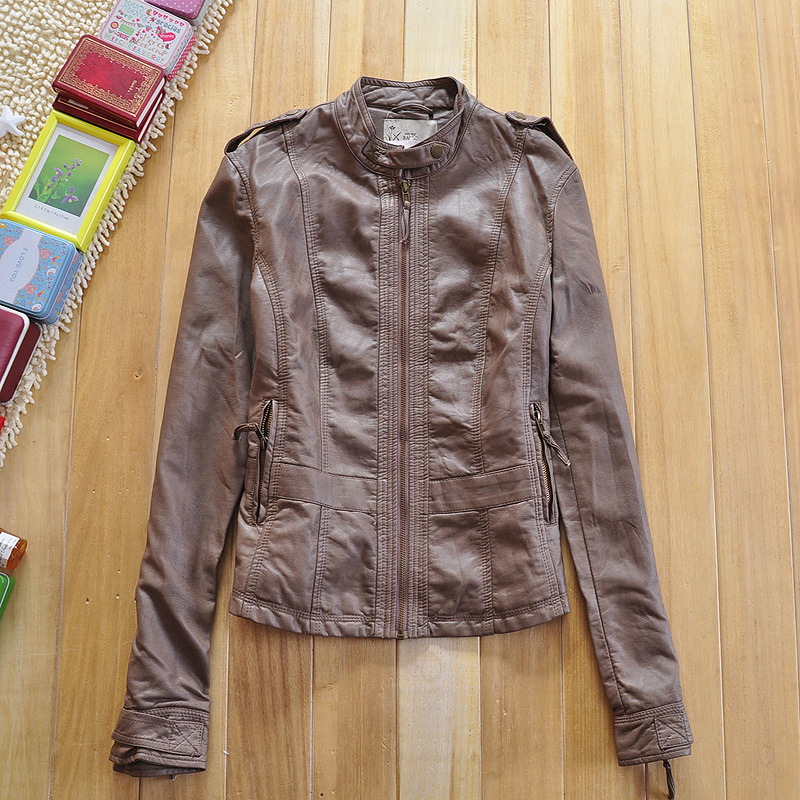Drop shipping 2013 Women's PU clothing top outerwear slim short jacket  -wjk