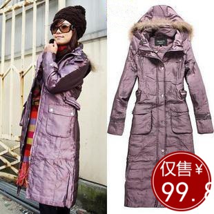 Drop shipping 2013  women's slim outerwear women's down coat female with a hood long design thin -ot