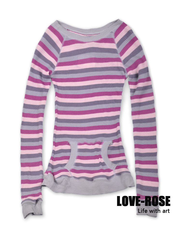 drop shipping 2013 women's top autumn and winter fashion long-sleeve stripe basic shirt sweater