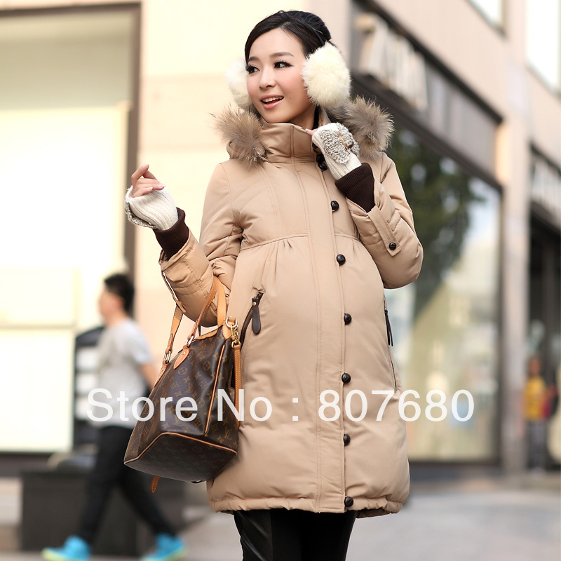 Drop shipping Blmm fashion 2012 winter maternity clothing maternity raccoon fur turtleneck down coat