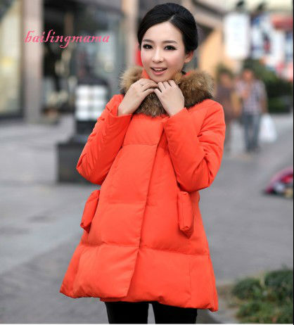 Drop shipping blmm fashion 2012 winter maternity clothing maternity raccoon fur turtleneck down coat