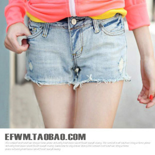 drop shipping Fashion 2013 women's spring water wash wearing white female denim shorts sexy shorts
