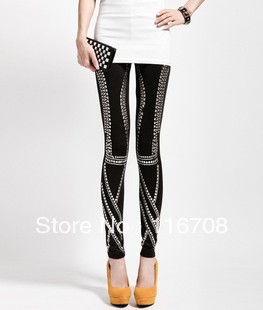drop shipping fashion all-match autumn and winter fashion punk rivets galaxy leggings jeggings stocking pant lg-009