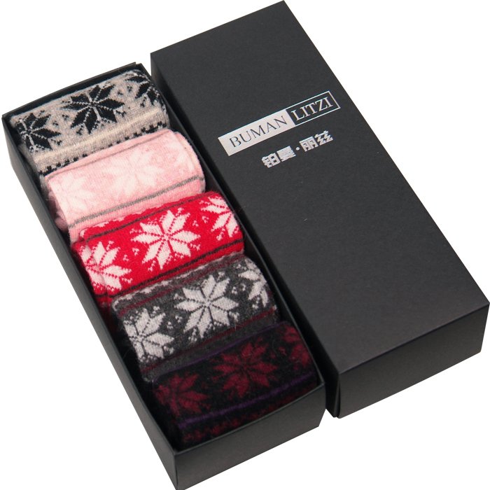 drop shipping  female gift socks women's boxed socks wool socks  thermal 5 double .