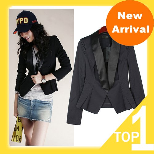 Drop Shipping Fitted Women's Power Shoulder Blazer Jacket Outerwear Slim Y0812