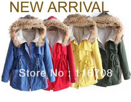 DROP shipping  korean snow wear HOODED Thicken fur collar down LONG outerwear coat elegant cotton-padded jacket for women CO-024