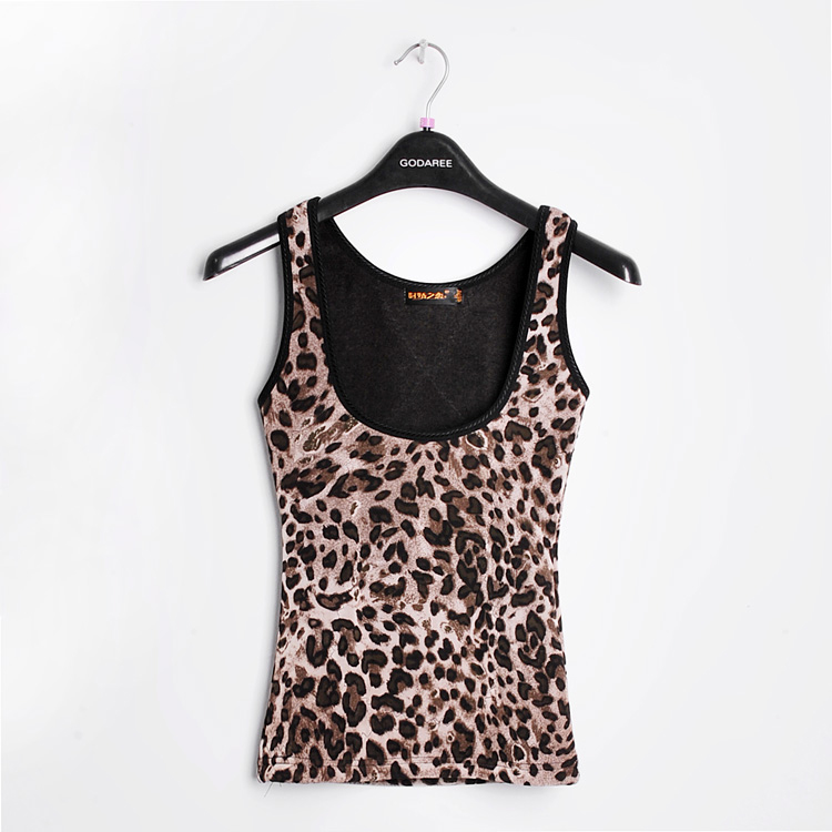 drop shipping Leopard print add velvet thickening body shaping thermal vest bwbx-037
