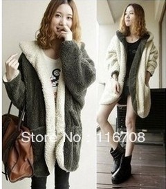 drop shipping new 2012 reversible with a hood berber fleece bat thickening thermal plush fleece Both wearing apparel co-039