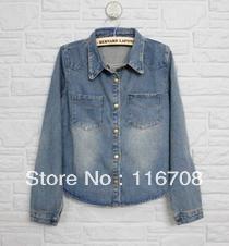 drop shipping Spring and autumn slim retro finishing denim outerwear long-sleeve all-match casual female classic wjk-008