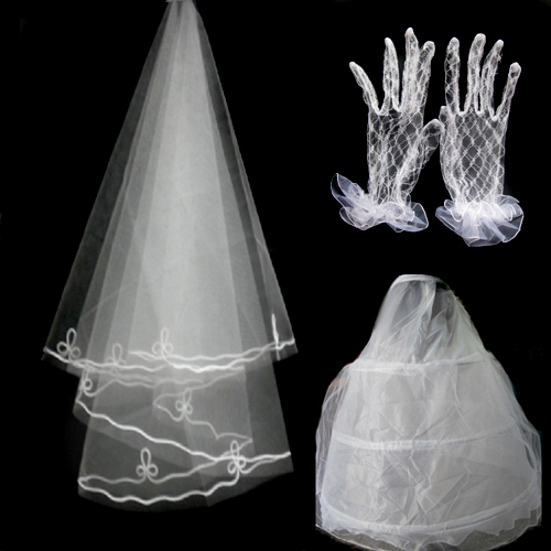 drop shipping The bride wedding dress gloves veil piece set long design ultralarge