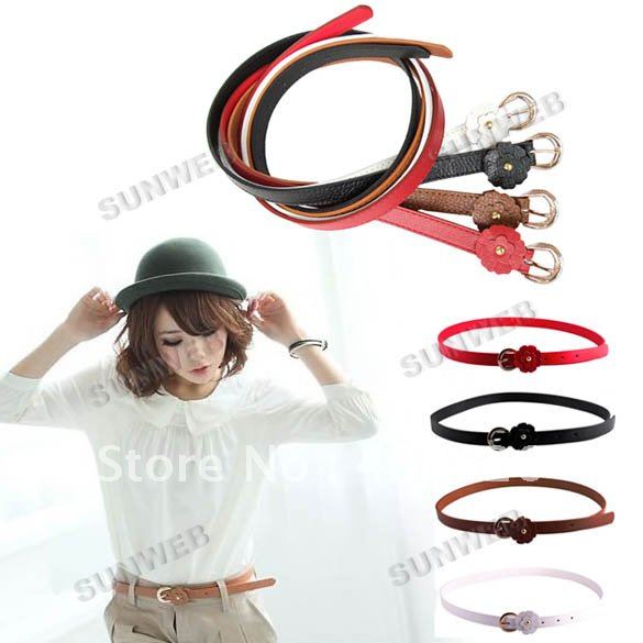 drop shipping Women's Cute Candy color PU leather Thin Belt free shipping 5399