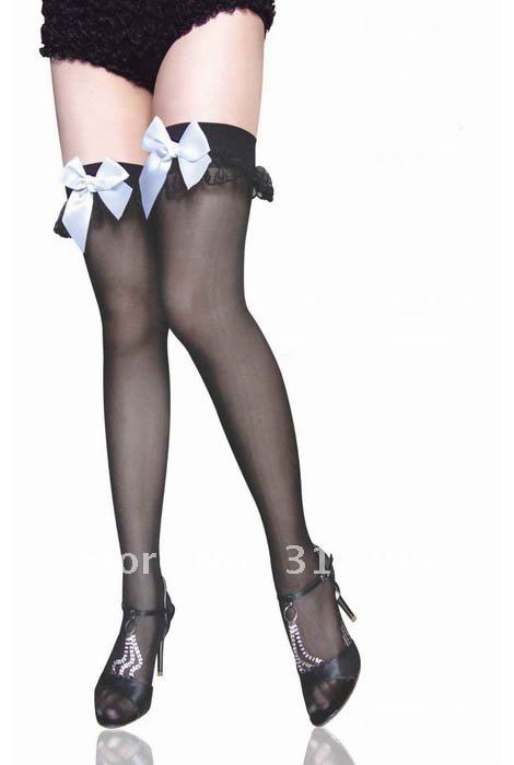 Dropship 20pcs/lot 2011 New High Tight French Maid Black Bow Up Sexy Stockings,High Qualtiy!