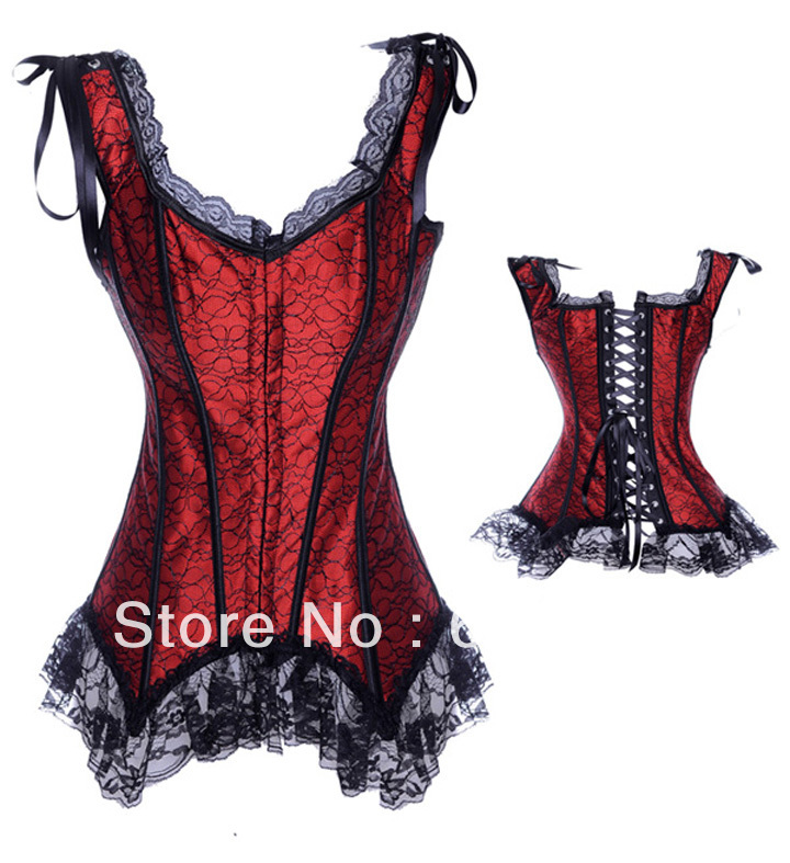 Dropshiping Women intimates sexy lingerie satin corset overbust 8048 red