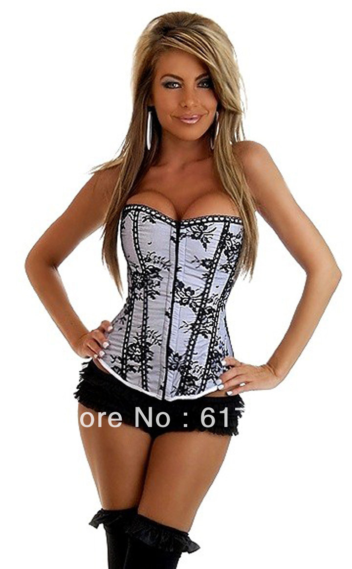 Dropshiping Women shaper sexy lingerie satn corset overbust white 014