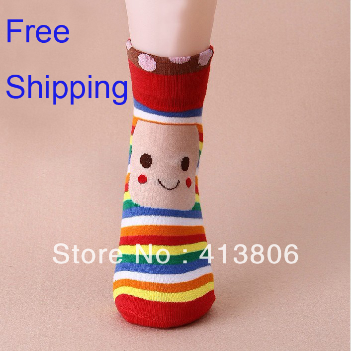 Dropshipping Cartoon Sock 100% Cotton 3 Pairs a Lot