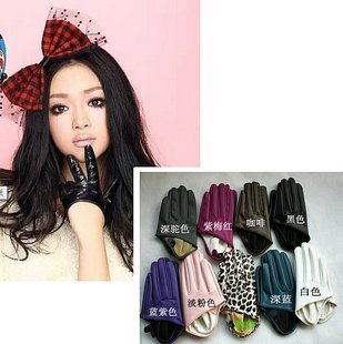 Ds gloves jazz leather Women short design half glove