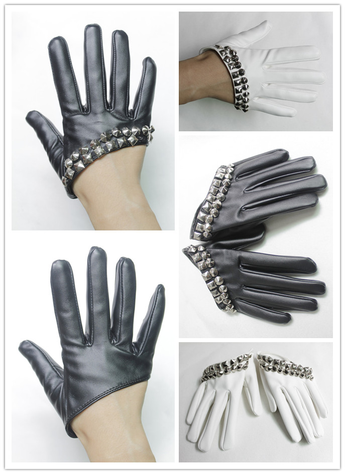 Ds gloves Women gloves full rivet PU gloves women's leather gloves