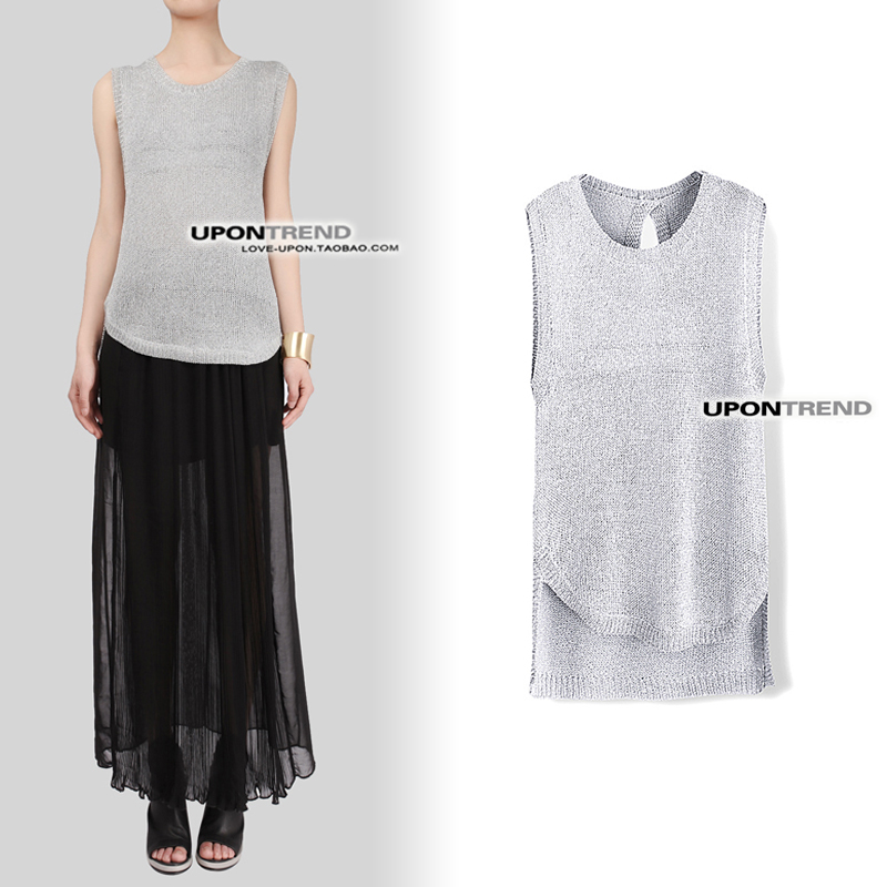 Dt0031  back cutout female all-match thin sleeveless knitted pullover three-color , #6970 SERIES