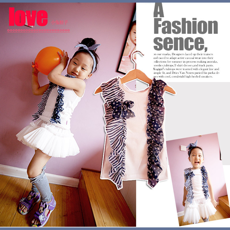 Ducci . blue vest girl children's clothing summer vest spaghetti strap