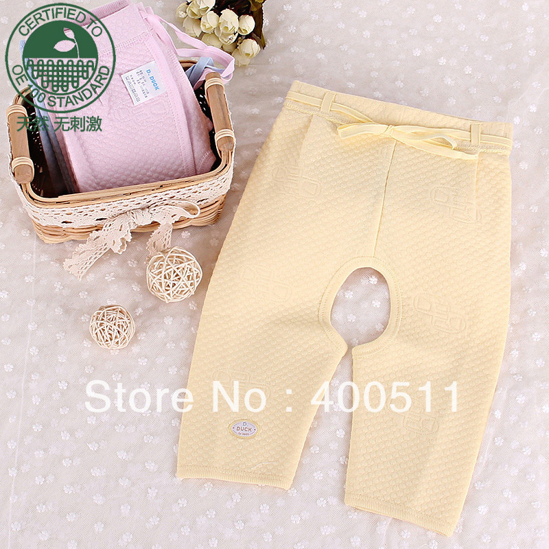 Duck organic cotton baby trousers autumn and winter enterotoxigenic dricing trousers baby trousers open-crotch pants 22012