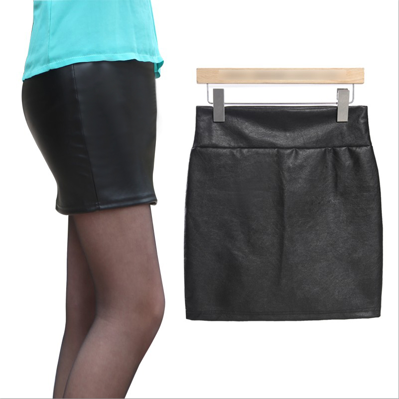 Dull multicolour suede leather skirt a slim hip skirt short skirt PU half-length skirt