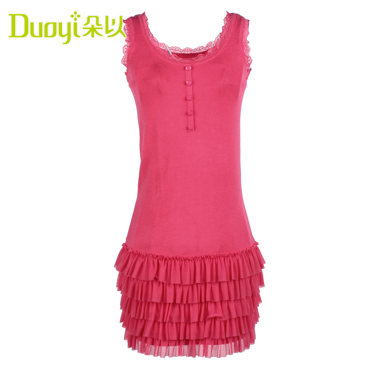 Duoyi DUOYI 2013 spring wool knitted sleeveless lace chiffon one-piece dress 28tc56071