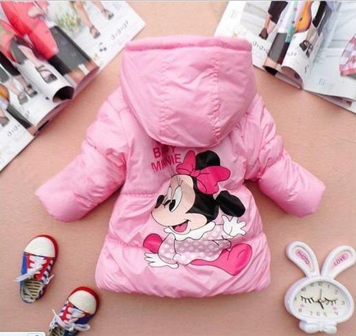 DZ-301, Free Shipping 100% Cotton Girls Minnie Design The Dim Thick Coat Children Outwear Baby Clothing Wholesale And Retail