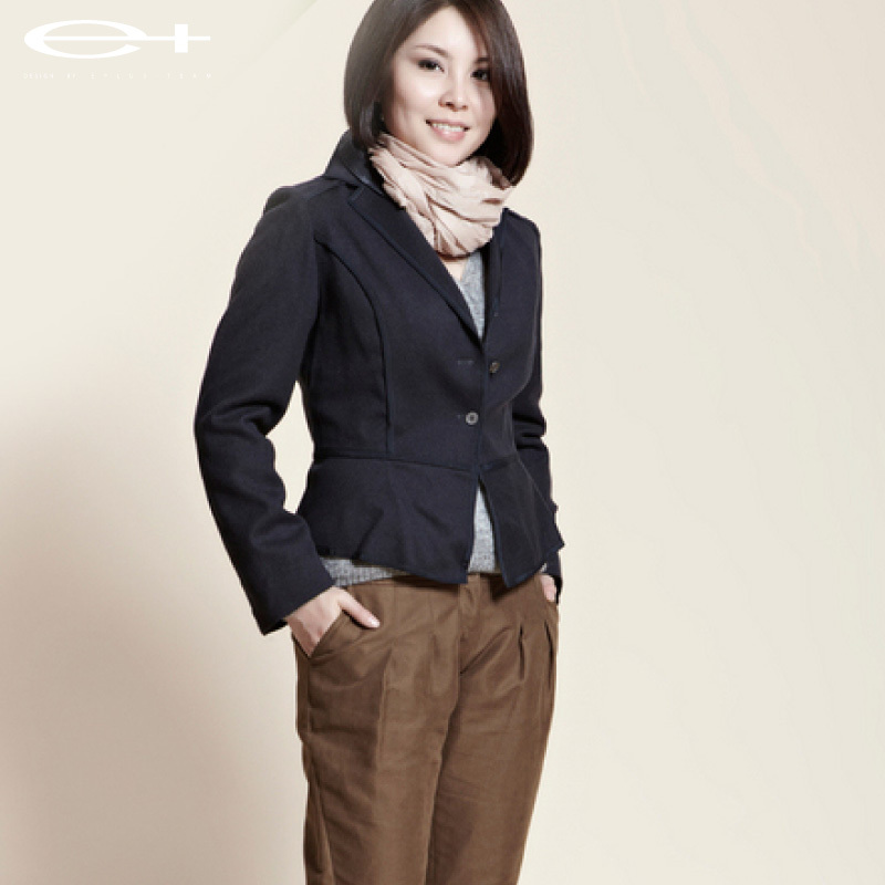 E women's solid color wool handsome slim small suit jacket